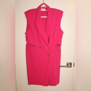 Pink Buttoned Blazer Dress